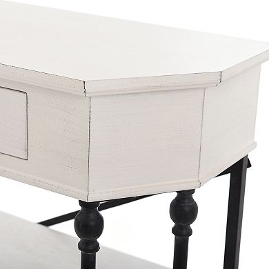 White Finish Console Table