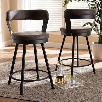 Baxton Studio Arcene Bar Stool 2-piece Set