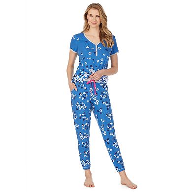 Women's Cuddl Duds Short Sleeve Henley & Jogger Pajama Set