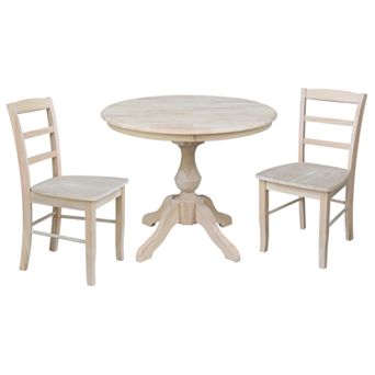 International Concepts 36 in Diameter Round Top Pedestal Table & Madrid Chair 3 pc Set