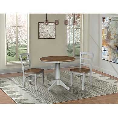 International Concepts 36" Round Top Pedestal Table with 2 Madrid Chairs