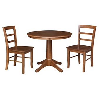 International Concepts 36" Round Top Pedestal Table with 2 Madrid Chairs