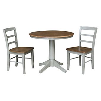 International Concepts 36" Round Top Pedestal Table with 2 Madrid Chairs