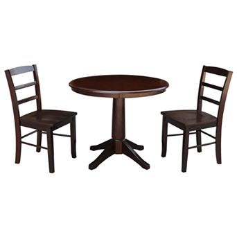 International Concepts 36" Round Top Pedestal Table with 2 Madrid Chairs