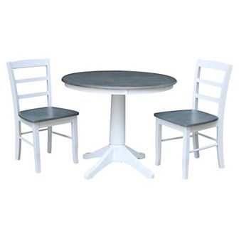 International Concepts 36" Round Top Pedestal Table with 2 Madrid Chairs