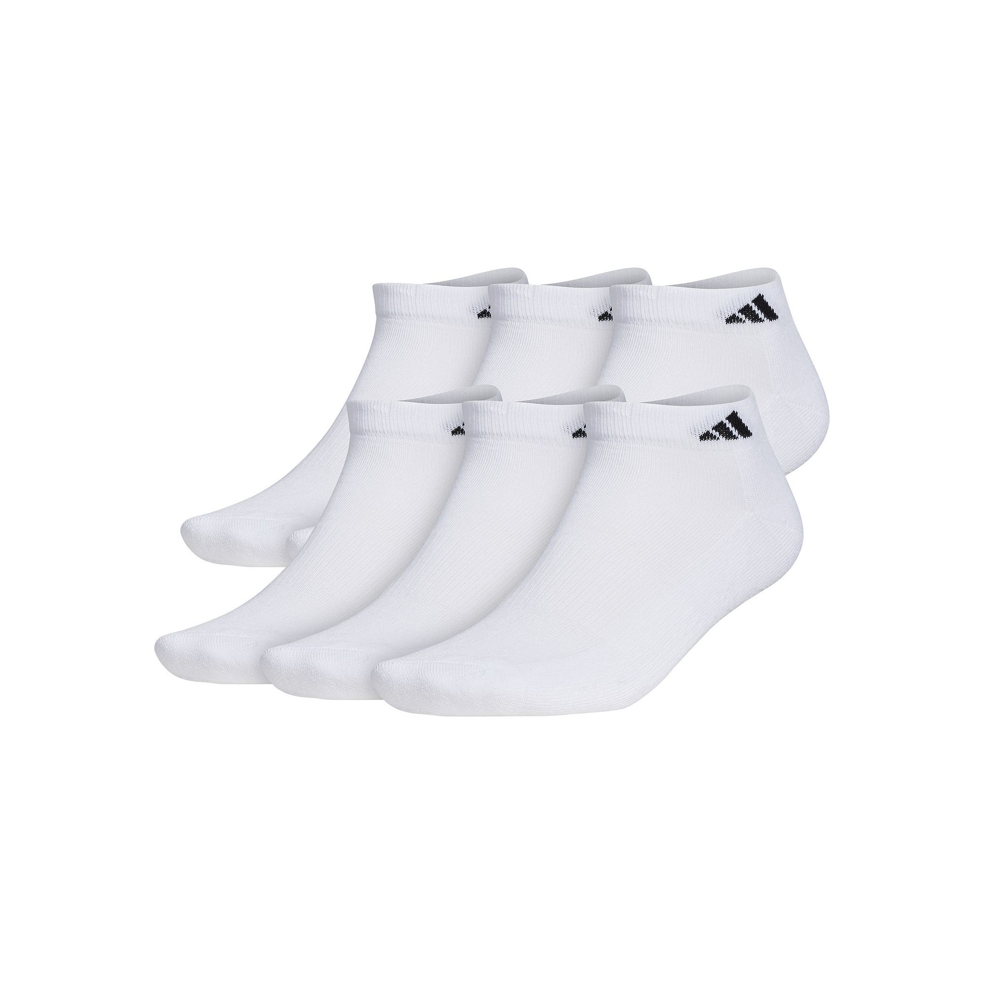 Mens adidas 6-pack Athletic Cushioned Low-Cut Socks, Size: 8-12, White