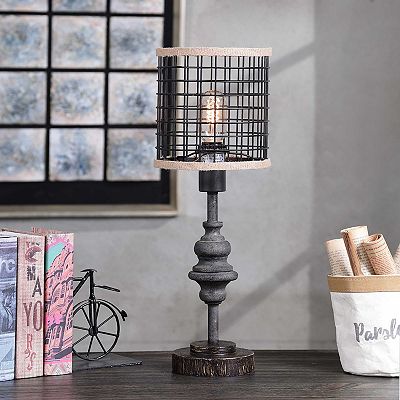Caged Table Lamp Black Resin