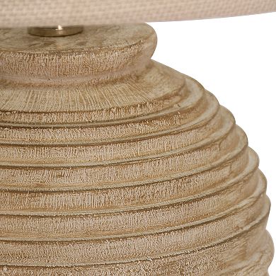Distressed Faux Wood Round Table Lamp
