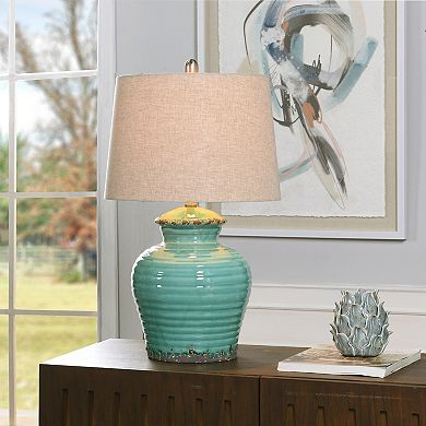 Turquoise Finish Ceramic Table Lamp