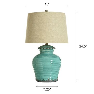 Turquoise Finish Ceramic Table Lamp