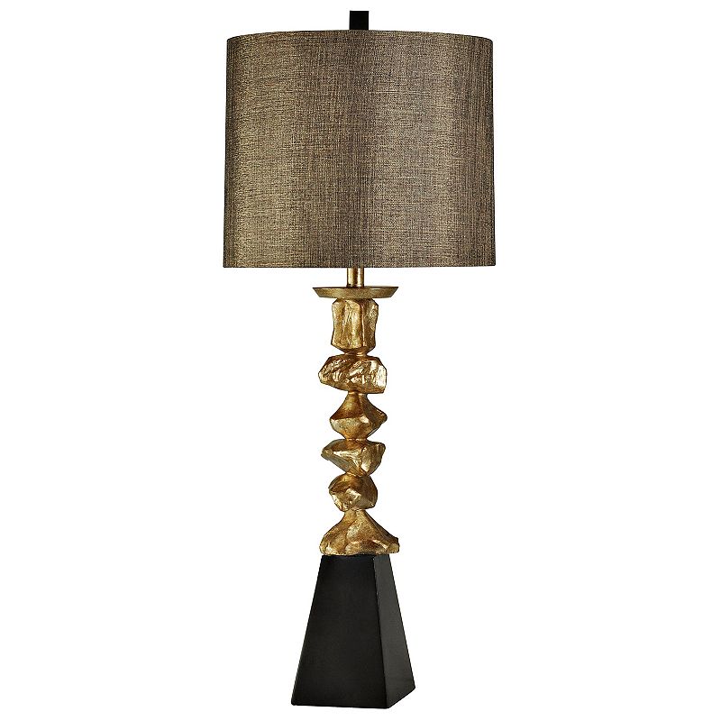 Contemporary Table Lamp Vintage Gold/Black Finish - StyleCraft: Polyresin Body, No Assembly, UL Listed, Drum Shade
