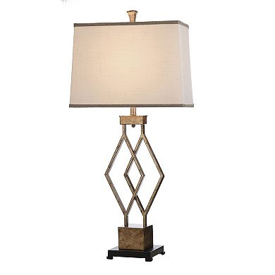 Geometric Vintage Gold Finish Table Lamp