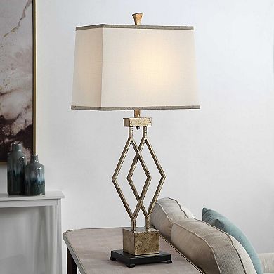 Geometric Vintage Gold Finish Table Lamp