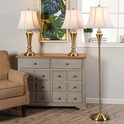 Stylecraft Brushed Nickel 3 Piece Floor and Table Lamp Set L8018ADS