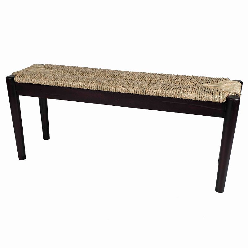 Indoor/Outdoor Seagrass Bench - Black Finish Frame