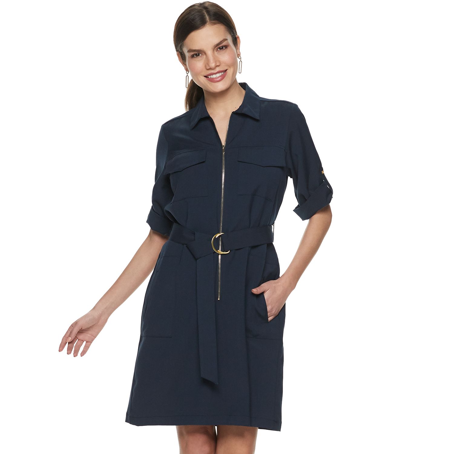 sharagano belted shirt dress