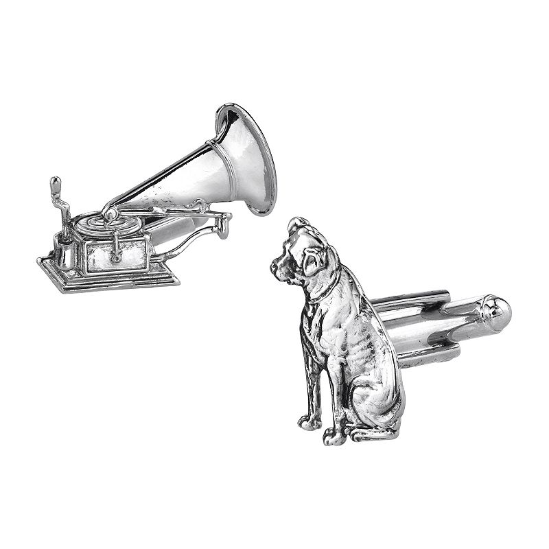 1928 Dog & Phonograph Cuff Links, Grey