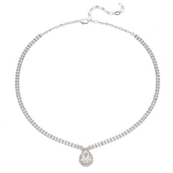 Vieste Short Rhinestone Teardrop Necklace