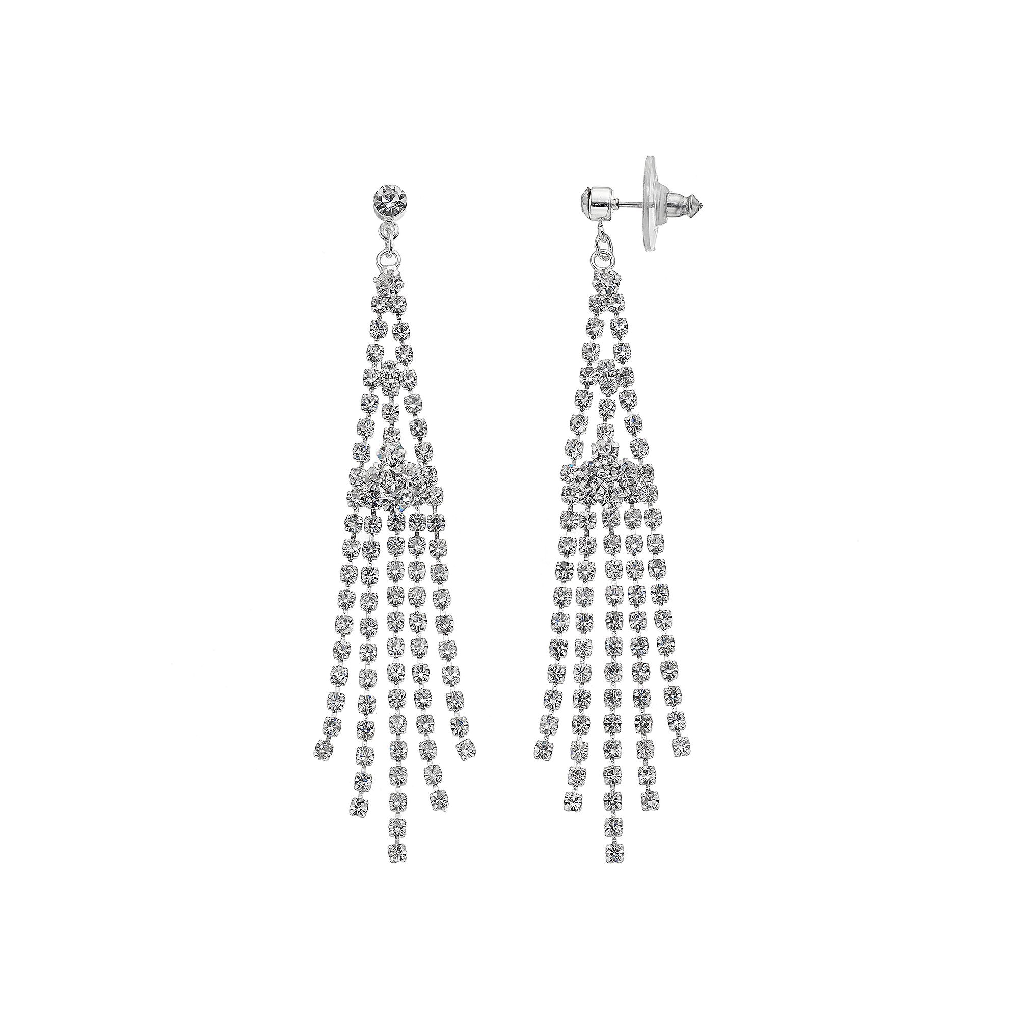 Vieste Fringe Drop Earrings, Womens, Silver Tone