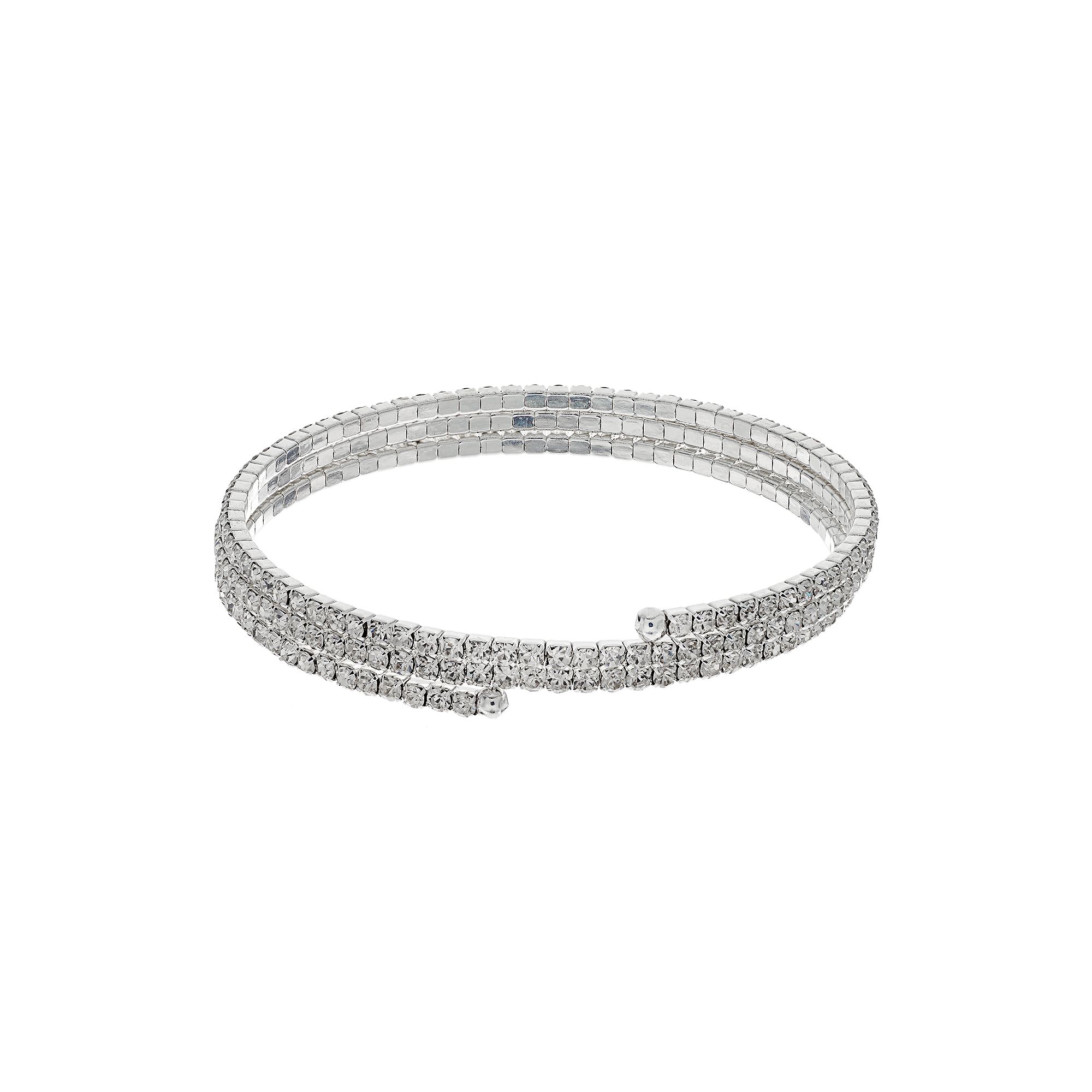 Vieste Simulated Crystal Coil Bracelet, Womens, Silver Tone