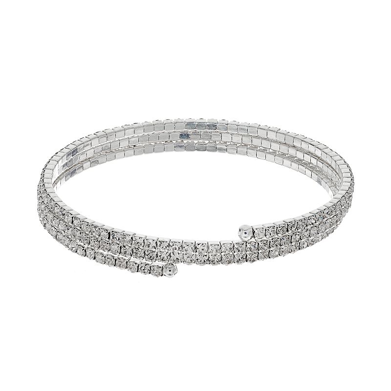 Vieste Simulated Crystal Coil Bracelet, Women's, Silver Tone