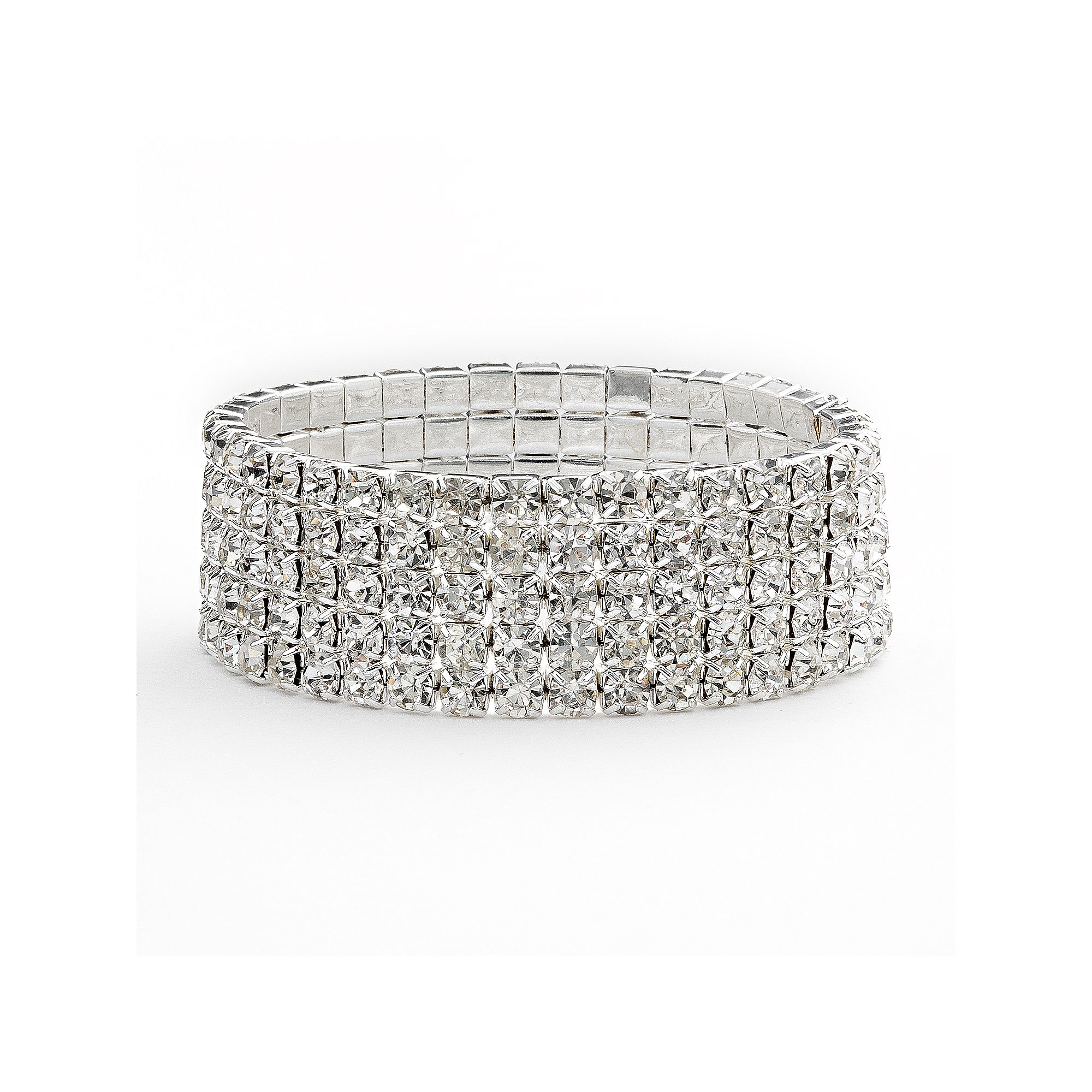 Vieste Simulated Crystal Multi Row Stretch Bracelet, Womens, Silver Tone