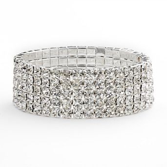 Vieste Simulated Crystal Multi Row Stretch Bracelet