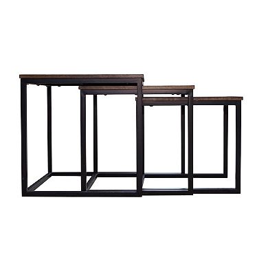 Alaterre Furniture Arcadia Acacia Wood 3-Piece Square Nesting End Tables