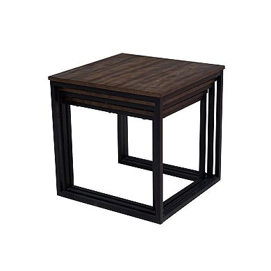 Alaterre Furniture Arcadia Acacia Wood 3-Piece Square Nesting End Tables