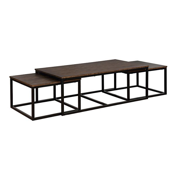 Alaterre Furniture Arcadia Acacia Wood Coffee Table with 2 Nesting Tables