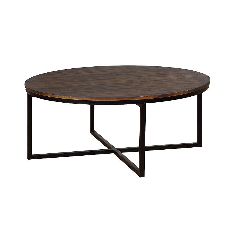 Alaterre Furniture Arcadia Round Coffee Table, Brown