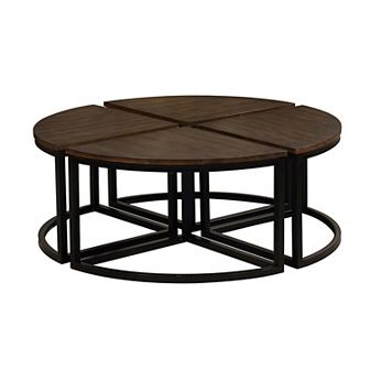 Alaterre Furniture Arcadia Acacia Wood Round Wedge Table 4 pc Set