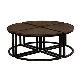 Alaterre Furniture Arcadia Acacia Wood Round Wedge Table 4 pc Set