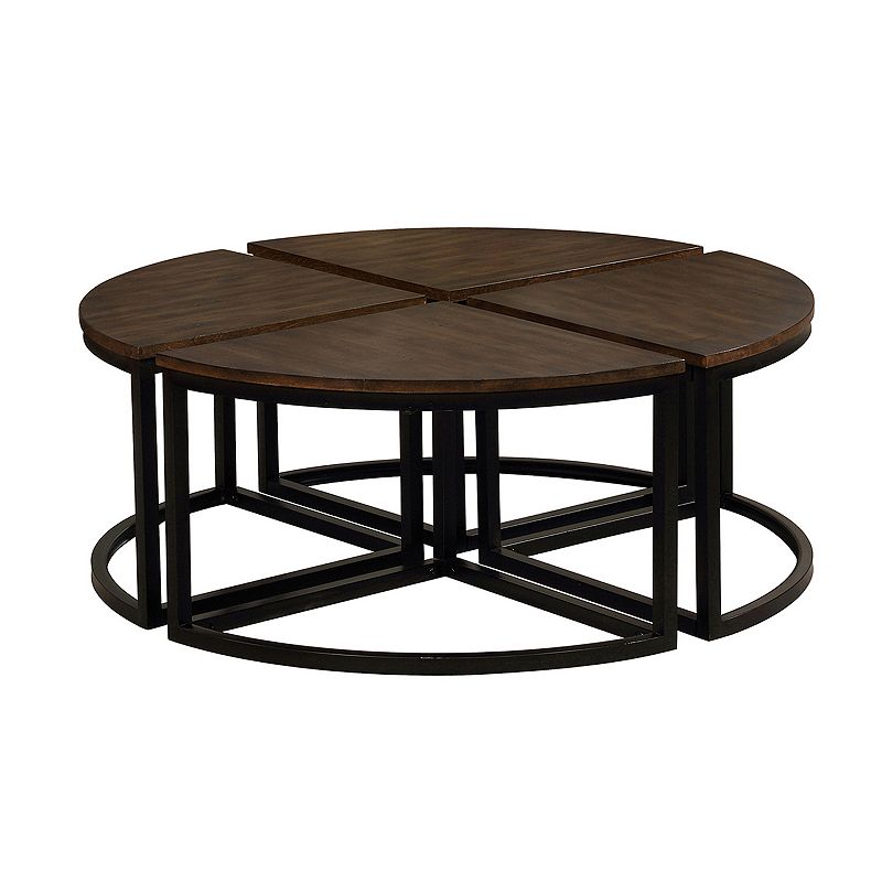 Alaterre Furniture Arcadia Acacia Wood Round Wedge Table 4-Piece Set, Brown