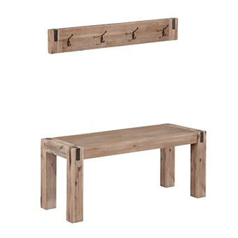 Alaterre Furniture Woodstock Coat Hook and Bench 2 pc Set