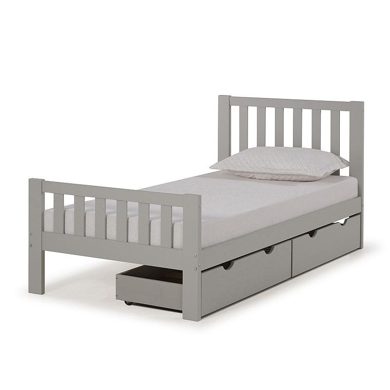 Alaterre Furniture Aurora Twin Bed with Storage Drawers, Grey