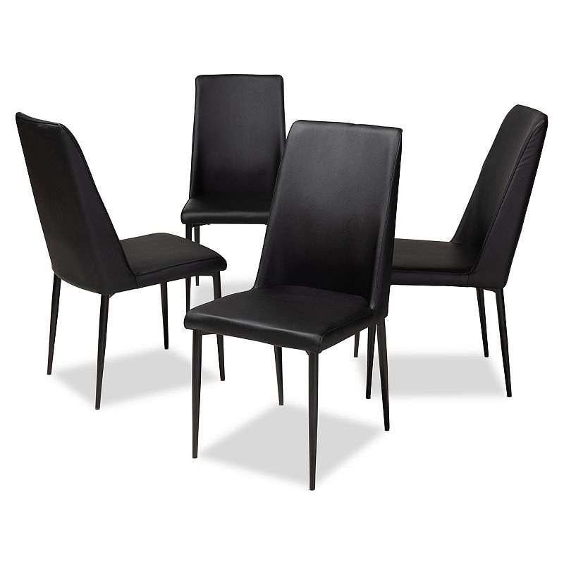 Baxton Studio Chandelle Dining Chair 4-piece Set, Black