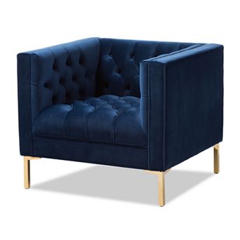Baxton Studio Zanetta Dark Blue/Grey Chair
