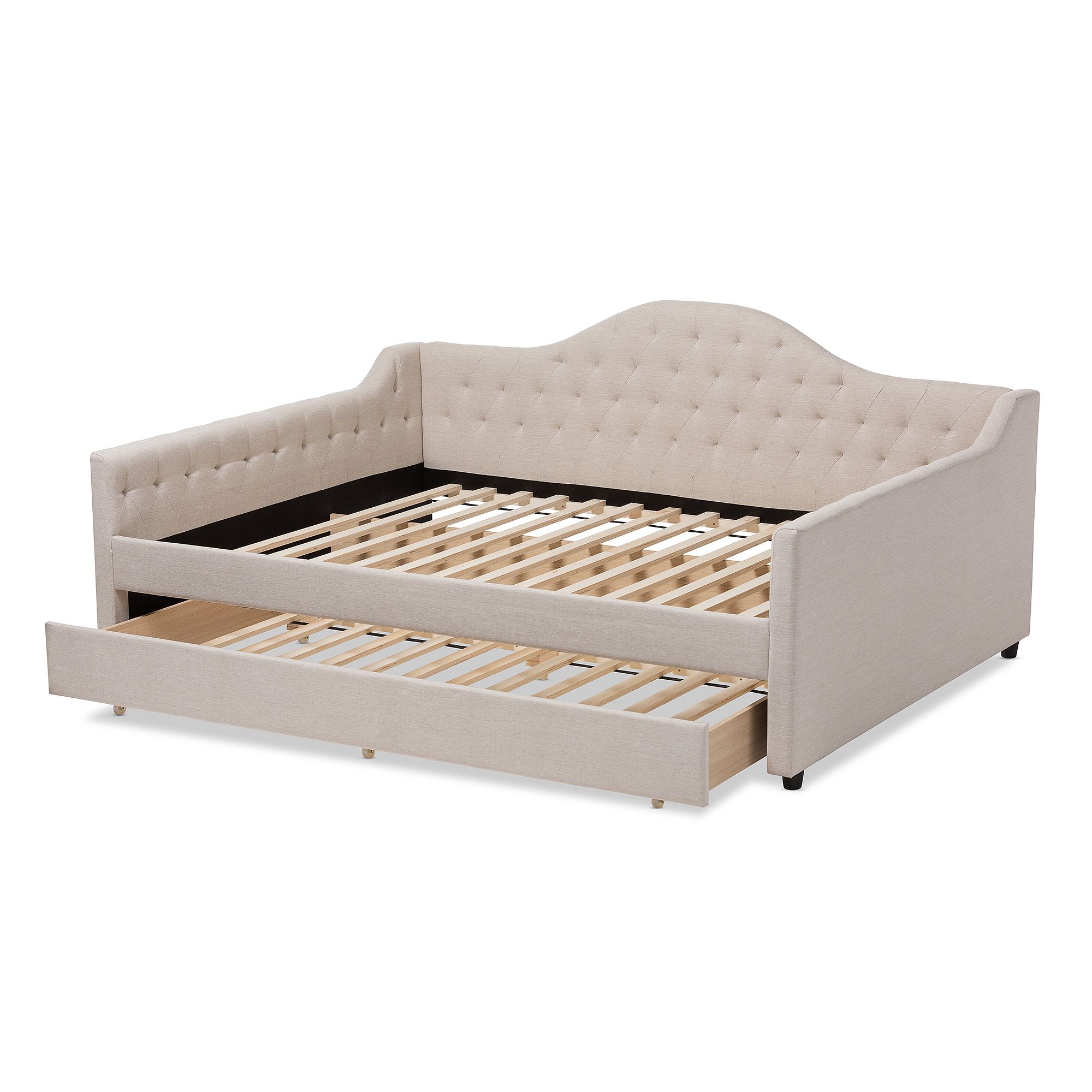 Baxton Studio Eliza Daybed and Trundle 2-piece Set, Beige Khaki