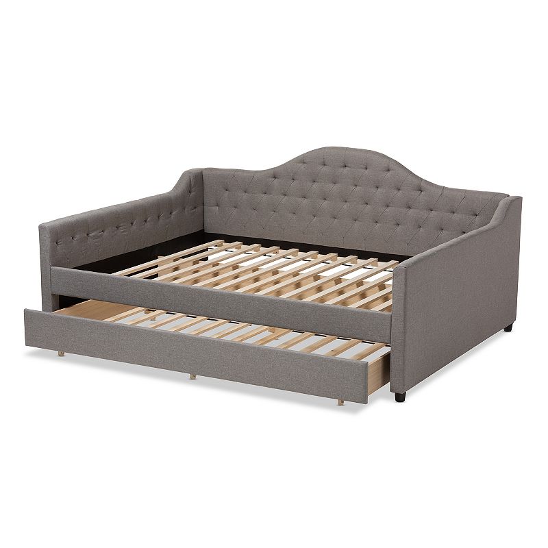 Baxton Studio Eliza Daybed and Trundle 2-piece Set, Grey, Full