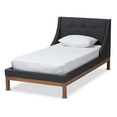 Baxton Studio Louvain Dark Grey Twin Bed