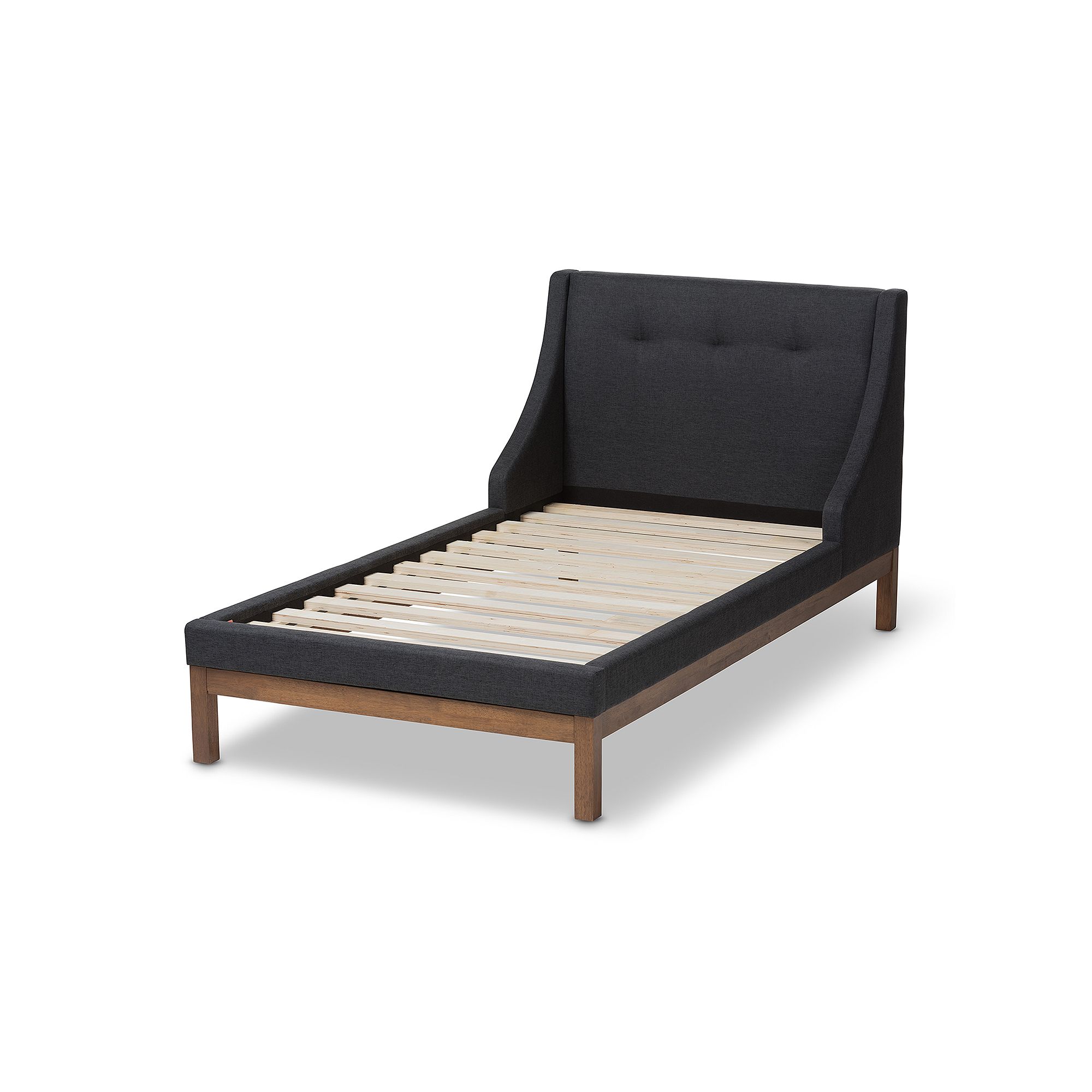 Baxton Studio Louvain Twin Bed, Dark Gray