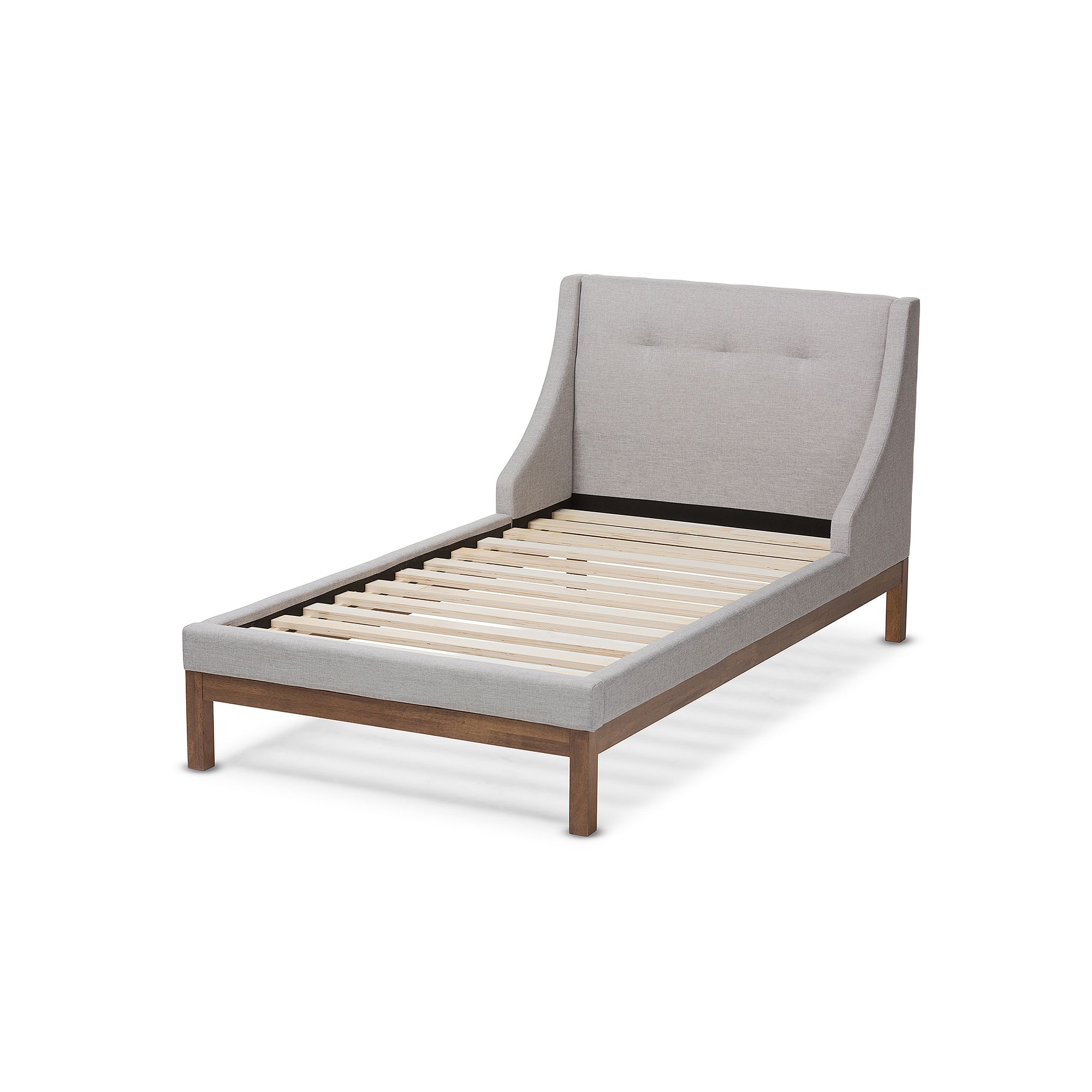 Baxton Studio Louvain Twin Bed, Light Gray