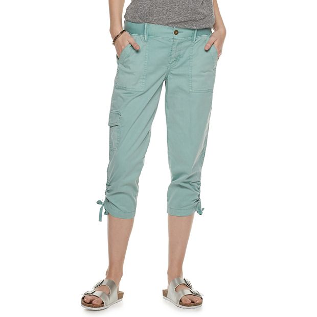 Fabnest women cotton solid sea green comfortable capri pants