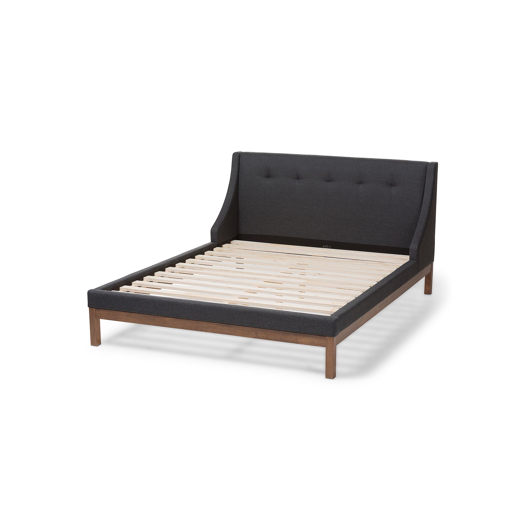 Baxton Studio Louvain Bed, Dark Gray