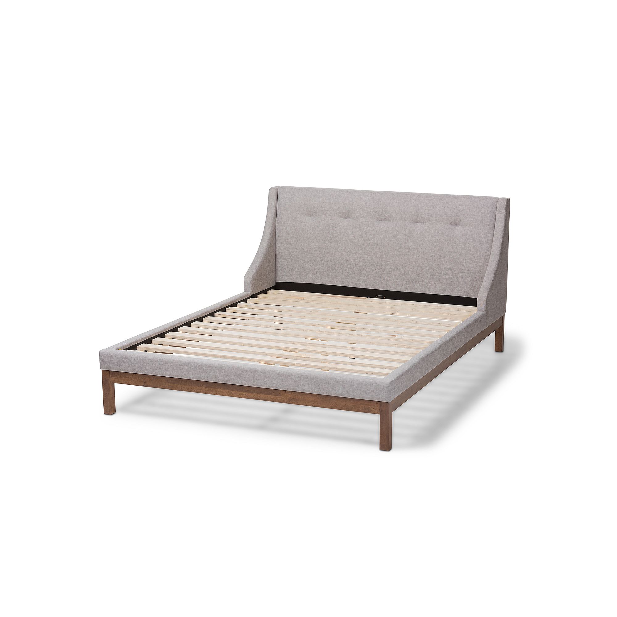 Baxton Studio Louvain Bed, Gray Beige