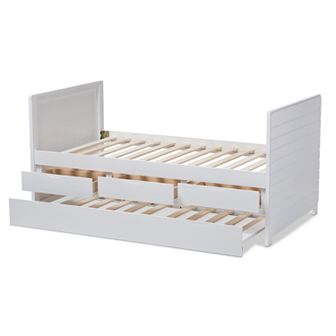 Baxton Studio Linna Walnut Twin Bed with Trundle