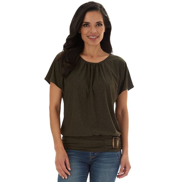 Women's short sleeve hot sale banded bottom tops