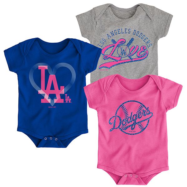 Baby Girl Los Angeles Dodgers Cute Catcher Bodysuit 3-Pack