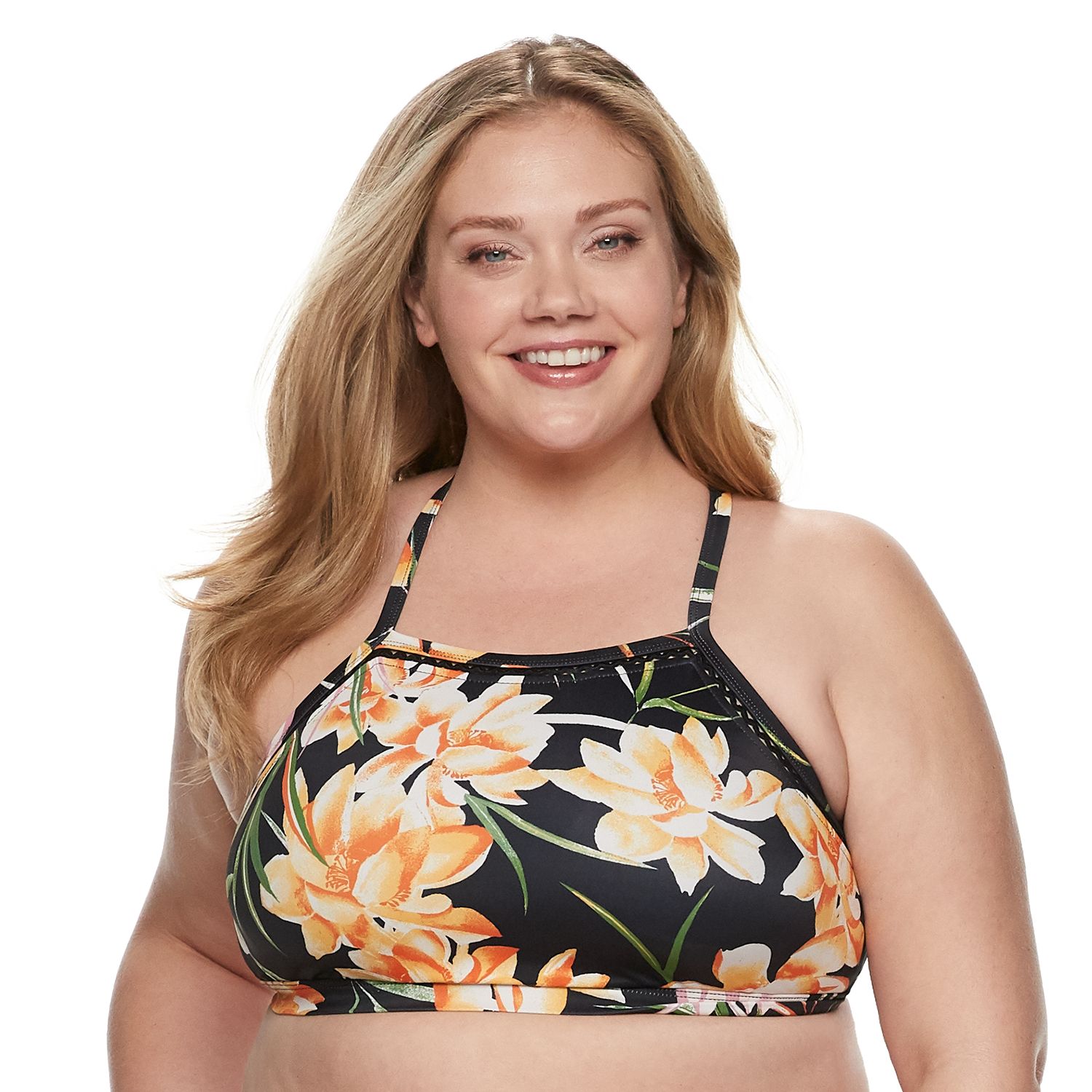 plus size high neck swim top